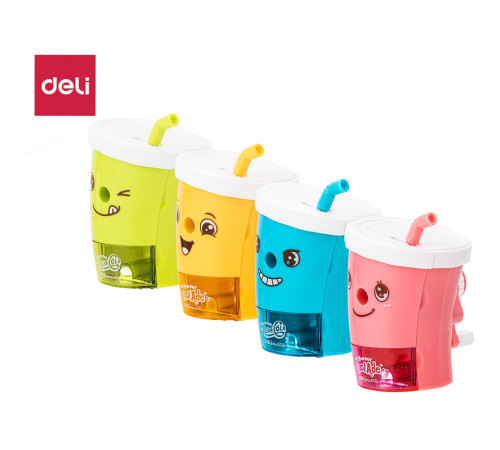Точилка DELI "Стакан" механическая, с контейнером, ассорти 