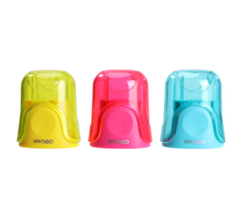 Точилка DELI "U-touch"  пластиковая,  2 отверстия с контейнером, ассорти