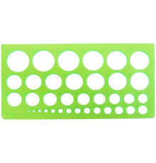 Трафарет окружностей СТАММ 1-36 мм, пластиковый, зеленый