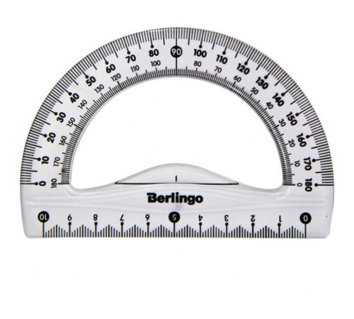 Транспортир Berlingo "Spike" (180 градусов, 10 см), прозрачный