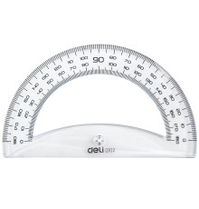 Транспортир Deli "Pioneer" (180 градусов, 12 см), прозрачный