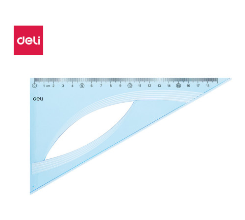 Треугольник Deli (60 градусов, 21 см), тонированная, голубой