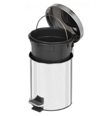 Ведро-контейнер для мусора металлическое с педалью, хром, 3 литра