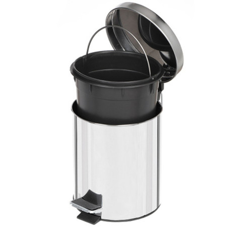Ведро-контейнер для мусора металлическое с педалью, хром, 3 литра