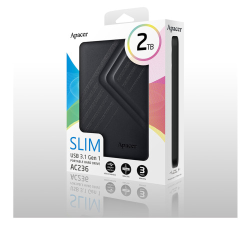 Внешний жёсткий диск Apacer "AC236", 2TB 2.5", черный