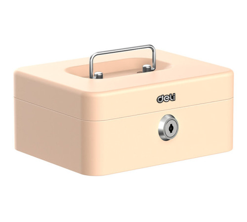 Ящик для денег DELI, 90х200х160 мм, 0,9 кг, сталь, бежевый