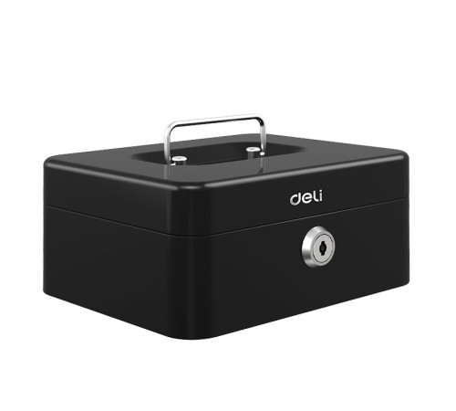 Ящик для денег DELI, 90х200х160 мм, 0,9 кг, сталь, черный