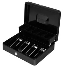 Ящик для денег DELI, 90х300х240 мм, 2 кг, сталь, черный