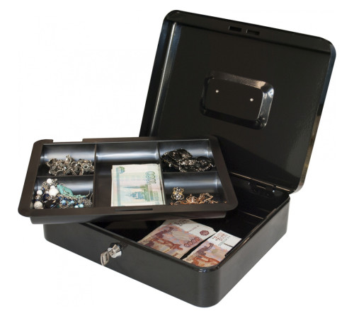 Ящик для денег Silwerhof, 90х300х240 мм, 1,66 кг, сталь, черный