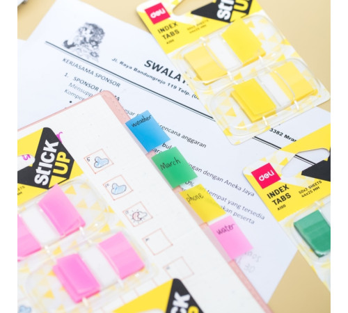 Закладки клейкие DELI 44 х 25 мм, пластиковые, ассорти, 2  х 50  листов