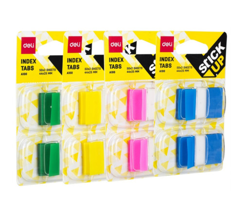 Закладки клейкие DELI 44 х 25 мм, пластиковые, ассорти, 2  х 50  листов