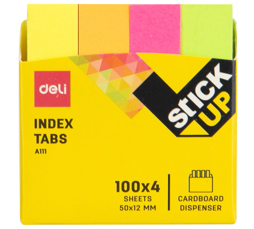 Закладки клейкие DELI 50 х 12 мм, бумажные, неон ассорти,  4 цв х 100  листов