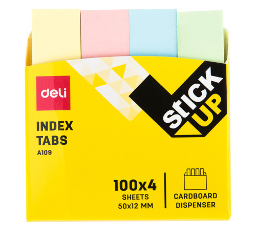 Закладки клейкие DELI 50 х 12 мм, бумажные, пастель ассорти,  4 цв х 100  листов
