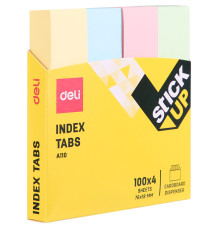 Закладки клейкие DELI 76 х 19 мм, бумажные, пастель ассорти,  4 цв х 100  листов