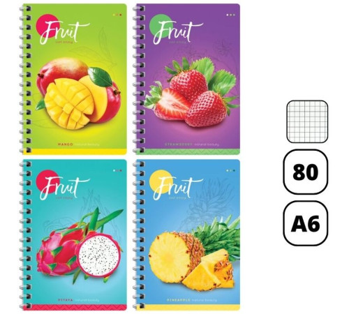 Записная книжка ArtSpace "Фрукты. Colorful fruits" А6, 80 листов на гребне, клетка