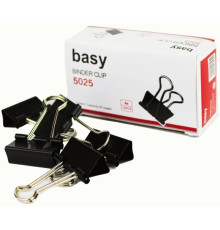 Зажимы для бумаг BASY, 25 мм, черные, (12 шт)