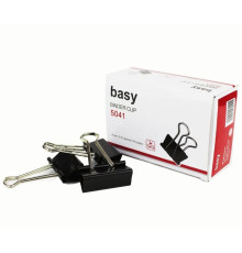 Зажимы для бумаг BASY, 41 мм, черные, (12 шт)