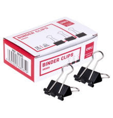 Зажимы для бумаг DELI,  19 мм, черные, (12 шт.)