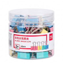 Зажимы для бумаг DELI, 19 мм, цветные, (40 шт.)