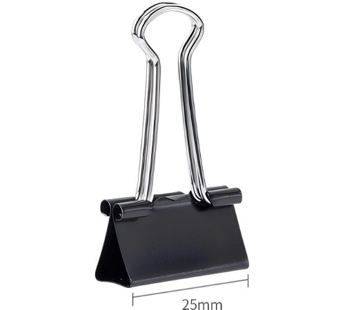 Зажимы для бумаг DELI,  25 мм, черные, (12 шт.)