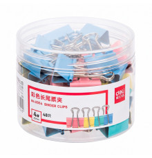 Зажимы для бумаг DELI, 25 мм, цветные, (48 шт.)