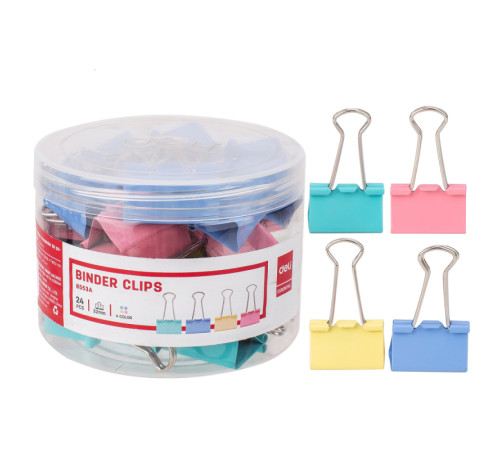 Зажимы для бумаг DELI, 32 мм, цветные, (24 шт.)