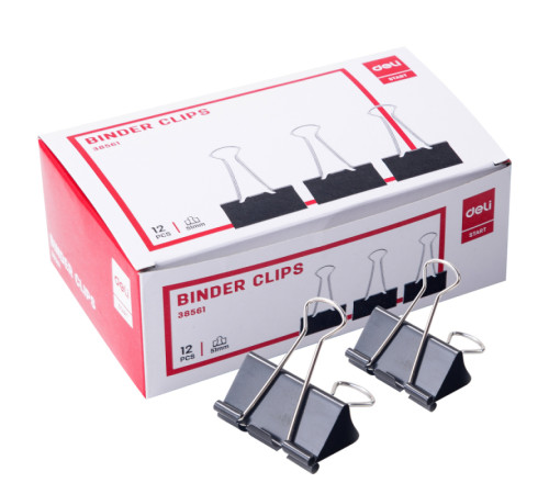 Зажимы для бумаг DELI,  51 мм, черные, (12 шт.)