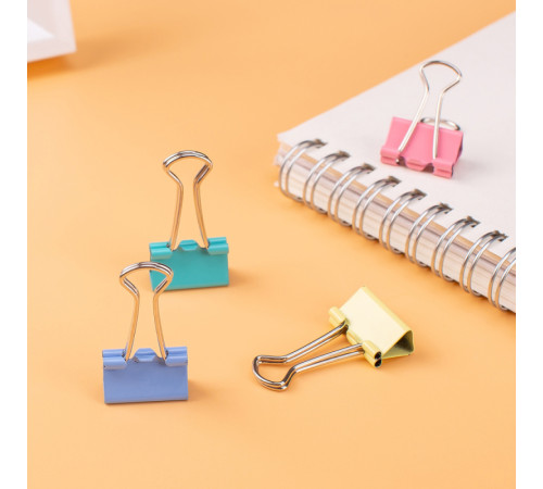 Зажимы для бумаг DELI "RIO", 25 мм, цветные, (12 шт.)