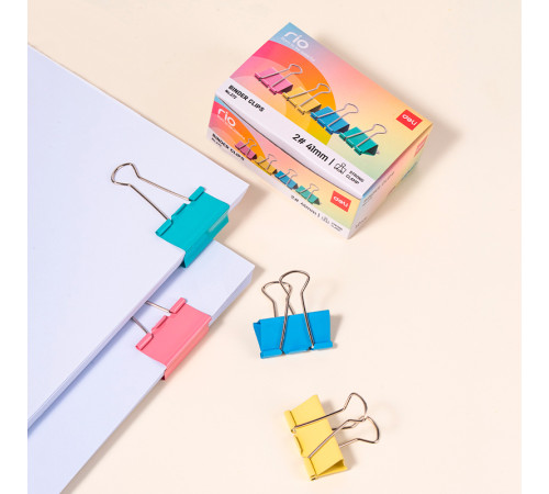 Зажимы для бумаг DELI "RIO", 41 мм, цветные, (12 шт.)