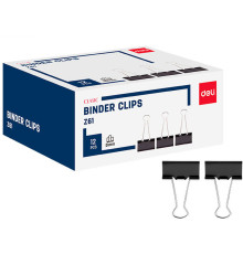 Зажимы для бумаг DELI "Z61", 51 мм, черные, (12 шт.)