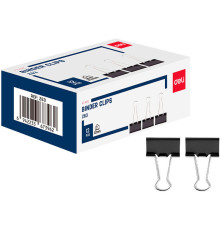 Зажимы для бумаг DELI "Z63", 32 мм, черные, (12 шт.)