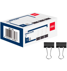 Зажимы для бумаг DELI "Z64", 25 мм, черные, (12 шт.)