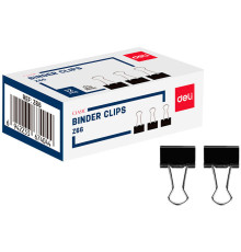 Зажимы для бумаг DELI "Z66", 15 мм, черные, (12 шт.)