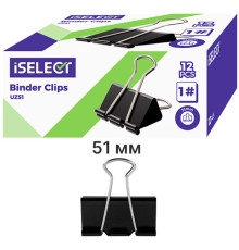 Зажимы для бумаг i Select "Z51", 51 мм, черные, (12 шт.)