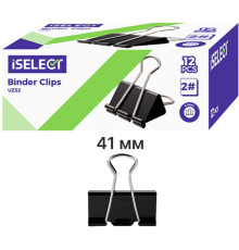 Зажимы для бумаг i Select "Z52", 41 мм, черные, (12 шт.)