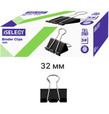 Зажимы для бумаг i Select "Z53", 32 мм, черные, (12 шт.)