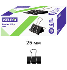 Зажимы для бумаг i Select "Z54", 25 мм, черные, (12 шт.)