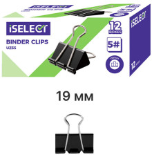 Зажимы для бумаг i Select "Z55", 19 мм, черные, (12 шт.)
