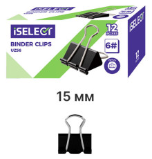 Зажимы для бумаг i Select "Z56", 15 мм, черные, (12 шт.)