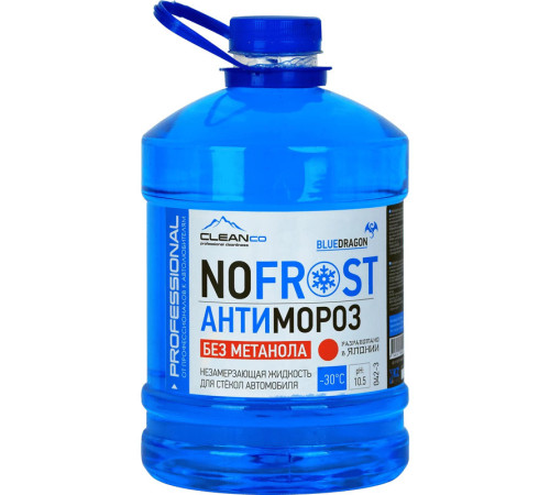 Жидкость незамерзающая Cleanco "NOFROST BLUE DRAGON" для стекол автомобиля, -30°C, 3л