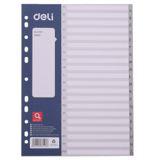 Разделитель пластиковый DELI, A-Z, А4, 20 листов, серый
