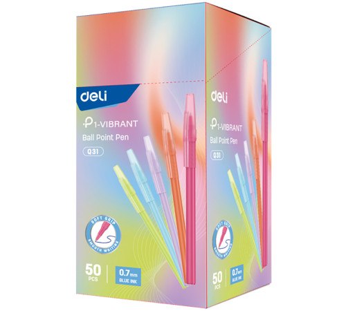 Ручка шариковая DELI "1-Vibrant Q31", 0,7 мм, синяя