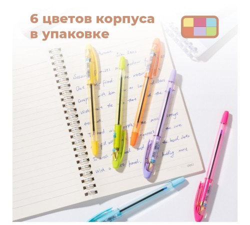 Ручка шариковая DELI "Extra Q40T", 0,7 мм, корпус ассорти, синяя