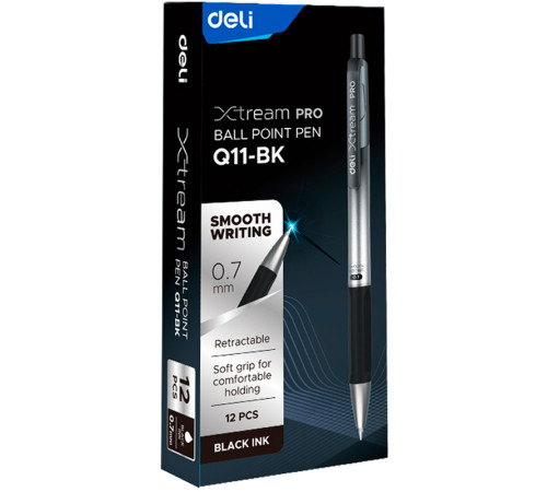 Ручка шариковая DELI "Xtream" автоматическая, 0,7 мм, черная