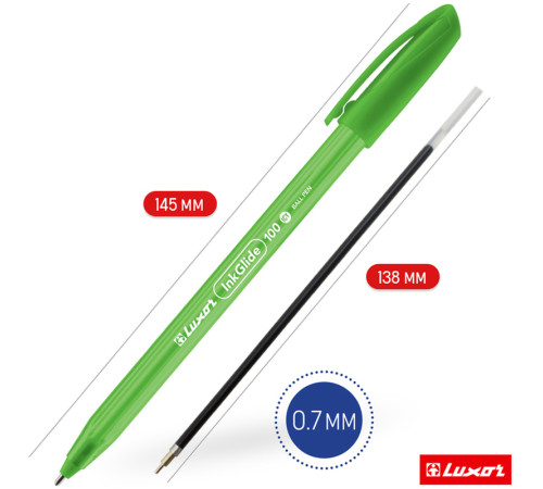 Ручка шариковая Luxor "InkGlide 100 Icy", 0,7 мм, трехгранный корпус, ассорти Ручка шариковая Luxor "InkGlide 100 Icy", 0,7 мм, трехгранный корпус, ассорти
