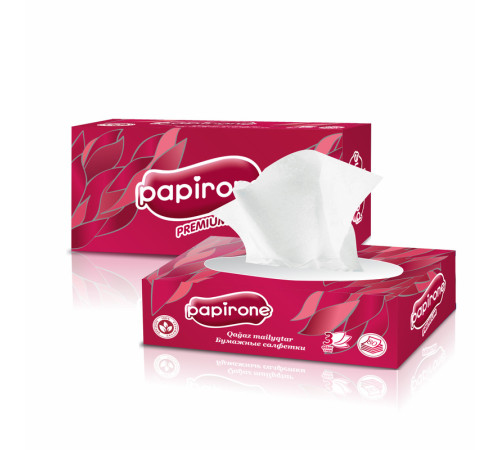 Салфетки Papirone, 3-слойные, вытяжные, 80 штук в упаковке
