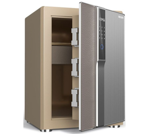 Сейф DELI "4156G" биометрический + электронный замок+ ключ, 570х410х360 мм, 71,5 кг, бежевый 