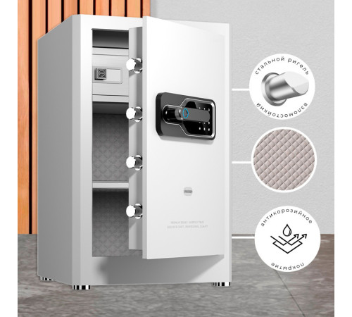 Сейф DELI "AE131" биометрический + электронный замок + ключ, 380х360х600 мм, 29 кг, белый