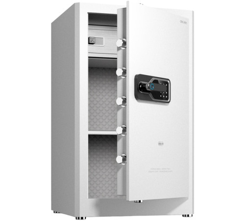 Сейф DELI "AE132" биометрический + электронный замок + ключ, 480х420х800 мм, 44 кг, белый