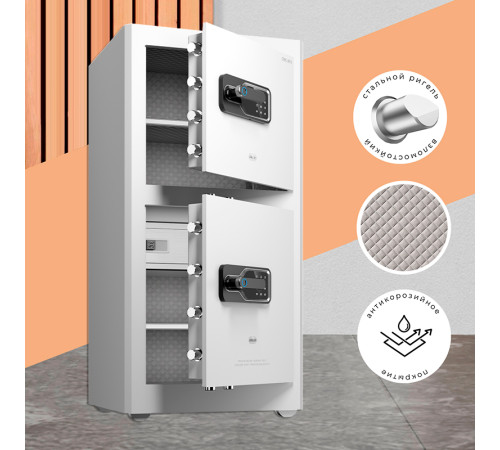 Сейф DELI "AE134" биометрический + электронный замок + ключ, 490х440х1000 мм, 61 кг, белый Сейф DELI "AE134" биометрический + электронный замок + ключ, 490х440х1000 мм, 61 кг, белый